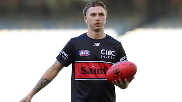 Lance Collard of the Saints during the 2025 AFL Round 9 match.