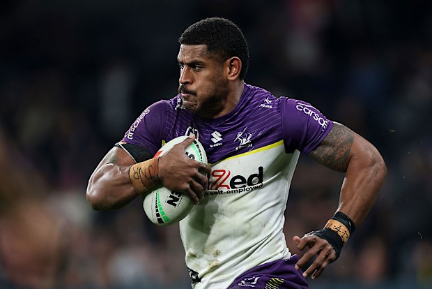 Tui Kamikamica of the Storm charges forward with the ball.