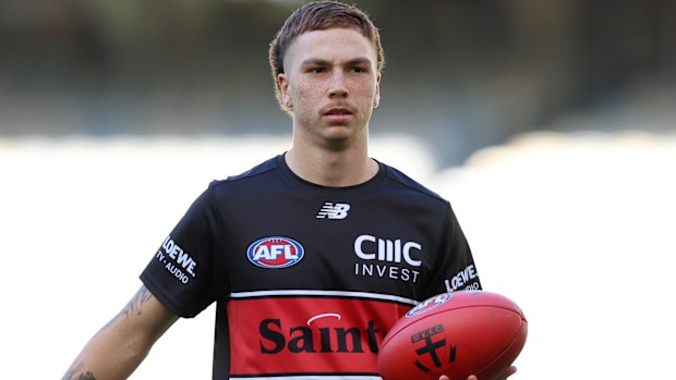 Lance Collard of the Saints during the 2025 AFL Round 9 match.