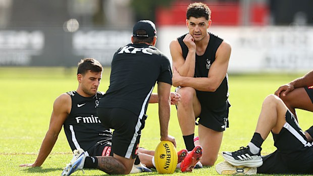 Nick Daicos is seen at Collingwood training.