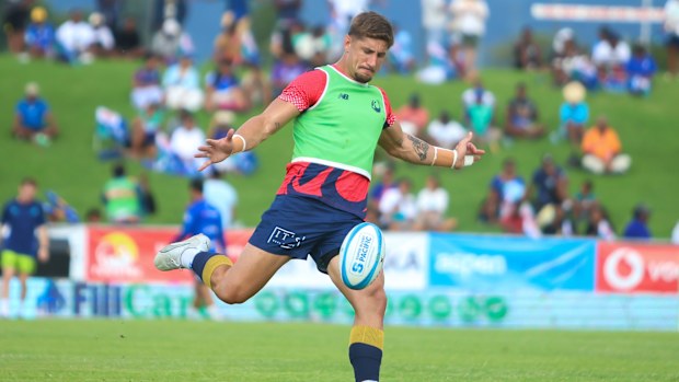 LAUTOKA, FIJI - APRIL 11: Zac Lomax of the Western Force warms up during the round nine Super Rugby match between Fijian Drua and Western Force at Churchill Park, on April 11, 2026, in Lautoka, Fiji. (Photo by Pita Simpson/Getty Images)